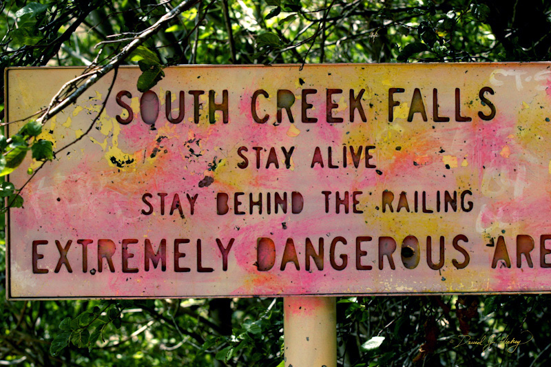 318 South Creek Falls, near Fairview, CA -- Had to get in front of fence for these shots, but survived.