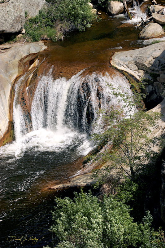 330 Kern River Waterfall, Sequoia National Forest -- Me being dumb, holding tree limb with left hand and shooting with right ... and a loooong, nasty drop below.  Shot turned out okay but not worth the risk.