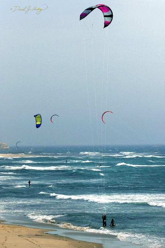 360 Kites, just north of Santa Cruz, CA -- So there I was driving up Highway One when I see all these kites flying.  Gee, must be a new fad sweeping the West Coast, I thought ... but I was only partially right ...