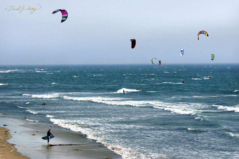 361 Kite Surfing, just north of Santa Cruz, CA -- I totally missed knowing about this trend.  Sure, I knew Tow-in Surfing, that my boyhood beach at Half Moon Bay had Mavericks (some of the biggest surf this side of Hawaii), but this innovation flew under my radar.  Looks like a blast!