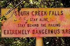 318 South Creek Falls, near Fairview, CA -- Had to get in front of fence for these shots, but survived.