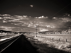 652 Railroad Tracks in Infrared, near Lolo, MT